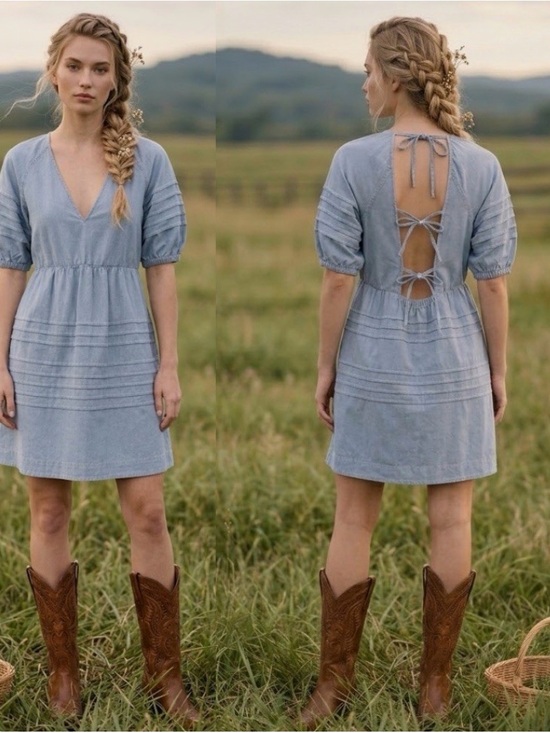 7 For All Mankind Dresses & Skirts - 7 For All Mankind Denim Chambray Babydoll Dress womens large